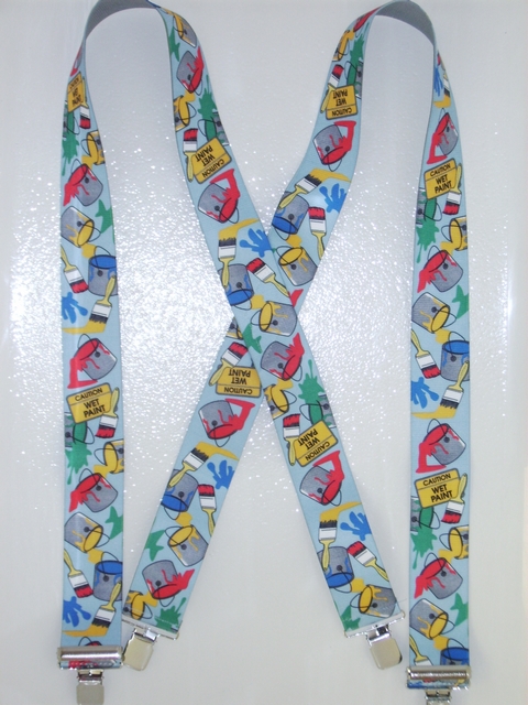 PAINTER 1 1/2"X 48" Suspenders with 4 strong 1"x 1" Grips and 2 Length Adjusters in the front, all in NICKEL FINISH. Entirely Stretchable Cotton/Polyester Material. UB220/250N48PT#1